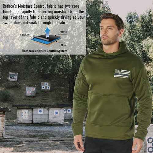 Rothco Conceal-Ops Thin Blue Line Hoodie ? Tactical Hooded Sweatshirt with Distressed American Flag Graphics