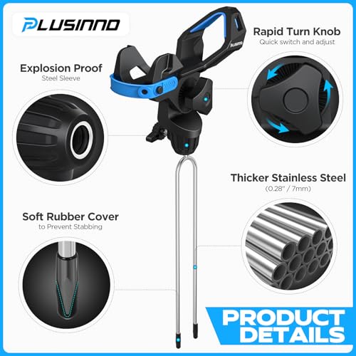 PLUSINNO 1/2/4 Pack Fishing Rod Holder for Ground, Upgraded Rod Holders for Bank Fishing, 360 Degree Adjustable Fishing Ro...