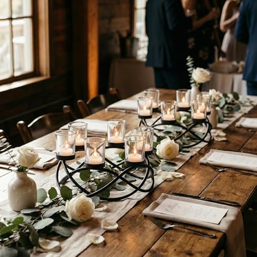 Seraphic Iron Round Table Decor Centerpiece Decorations Candle Holder for Weddings, Outdoor Patio, Kitchen, Dining Room, a...