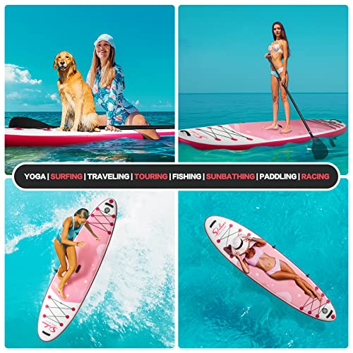 Inflatable Stand Up Paddle Board – Simple Deluxe Premium SUP for All Skill Levels, Pink Paddle Boards for Adults & Youth, ...