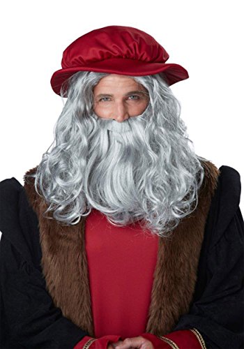 CaliCo, Renaissance Man Wig & Beard, Costume Wig Gray