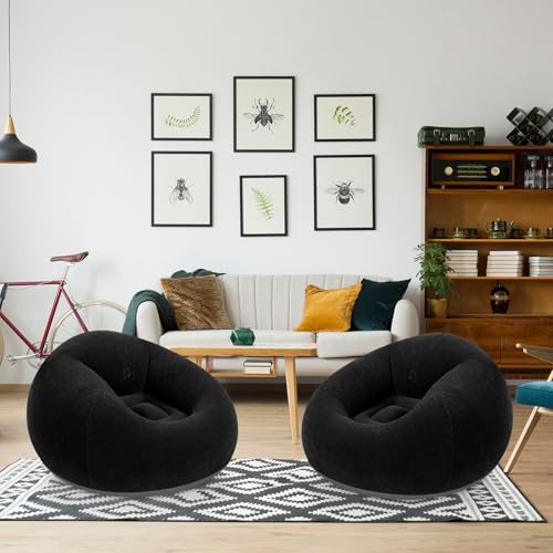 Realspring Inflatable Bean Bag Chairs Outdoor Blow up Camping Chairs Inflatable Lazy Sofa Folding Portable Bean Bag Lounge...