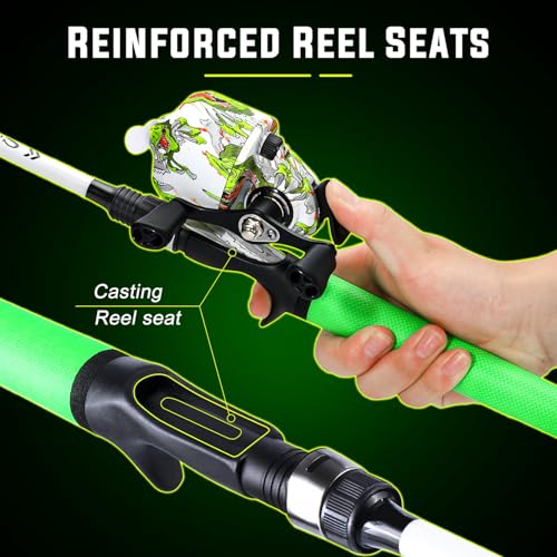 Sougayilang Spincast Reel and 2-Piece Fishing Rod Combo, 6FT Rod with Pre-Spooled Line Stainless Steel Guide, SuperPolymer...