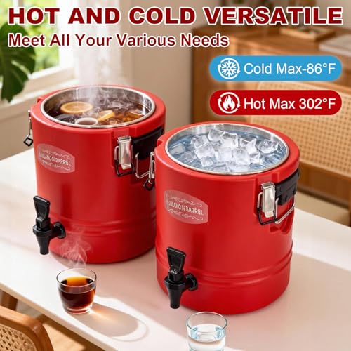 3.5Gallon Insulated Hot Beverage Dispenser, 304 Stainless Steel Hot Water & Coffee Dispenser, Large Capacity Portable Drin...