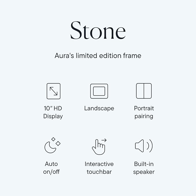 Aura Stone Digital Picture Frame - 10.1" HD Mat Display | Wirecutter's Best Digital Frame for Gifting - Send Photos Directly from Your Phone | Quick & Easy Setup Over WiFi - Free App | White