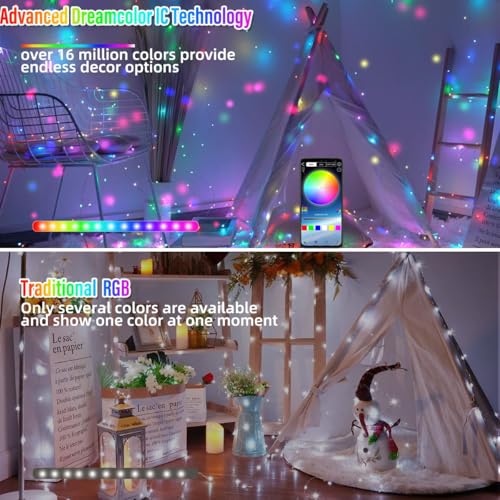 YOOWARM LED Curtain Light,10ft x 10ft 300 LED RGB Christmas Lights,USB Color Changing String Fairy Lights Curtain with Sma...