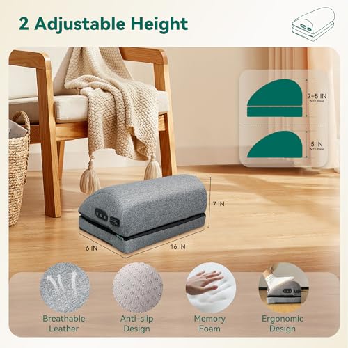 Snailax Heated Foot Rest Under Desk at Work, Desk Foot Stool with Heat & Vibration Massage, Adjustable Height, 2 Heat Leve...
