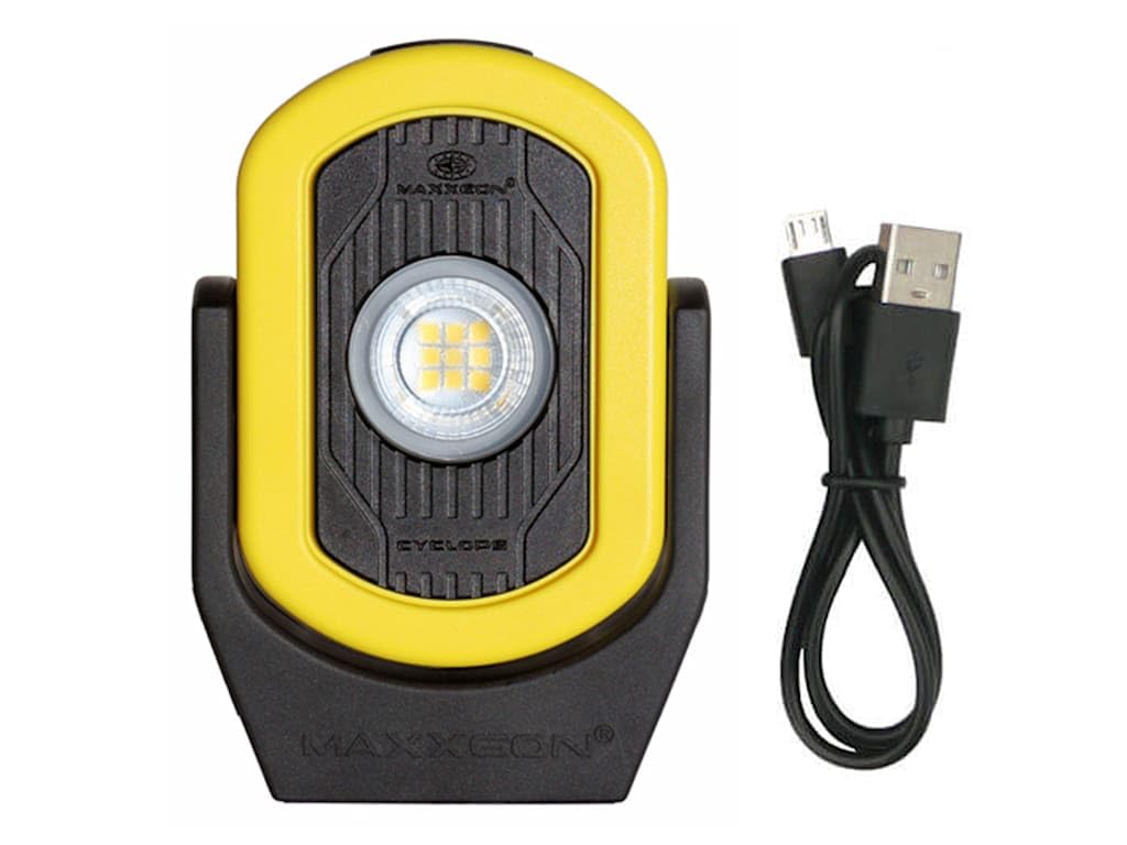 Maxxeon MXN00812 - Workstar 812 Cyclops Rechargeable Work Light, 6' Drop Test, IP64, 3 Hours, HiViz Yellow