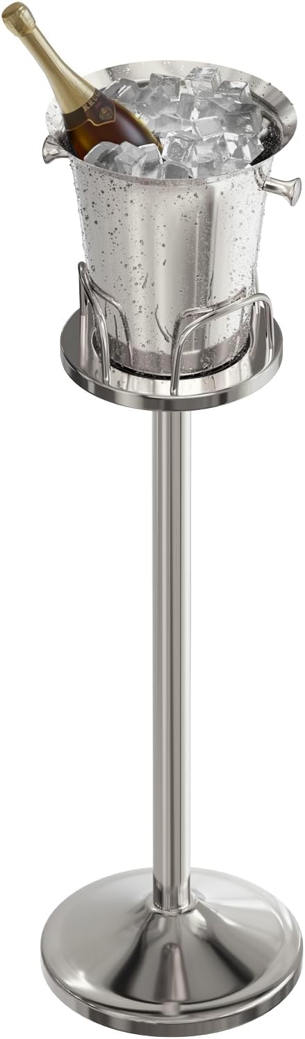Ice Bucket with Stand Standing Champagne bucket for Party Stainless Steel Wine Bucket Wine Cooler with Stand 5L Wine Chill...