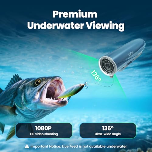 CanFish Fishing CamX Fishing Finders Camera, Lure Action Camera HD 1080P &136°Ultra-Wide-Angle,656FT ROV Waterproof/Motion...