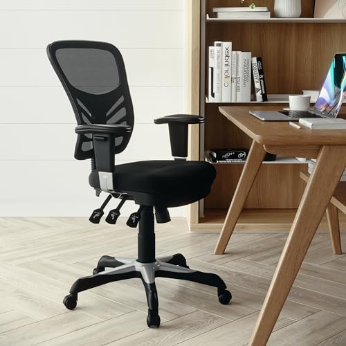 Flash Furniture Nicholas Mid-Back Swivel Desk Chair with Wheels, Mesh Back, Padded Seat, and Armrests, Adjustable Height M...