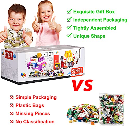 ZornRC 8 Packs Mini City Shop Street View Building Blocks Kit,MOC Construction Creative Educational Kit with Hair Salon & ...