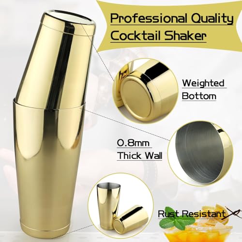 Stainless Steel Cocktail Shaker - 2 Piece 18oz & 28oz Boston Cocktail Shaker Bar Shaker Set Martini Shaker Set Bartender S...