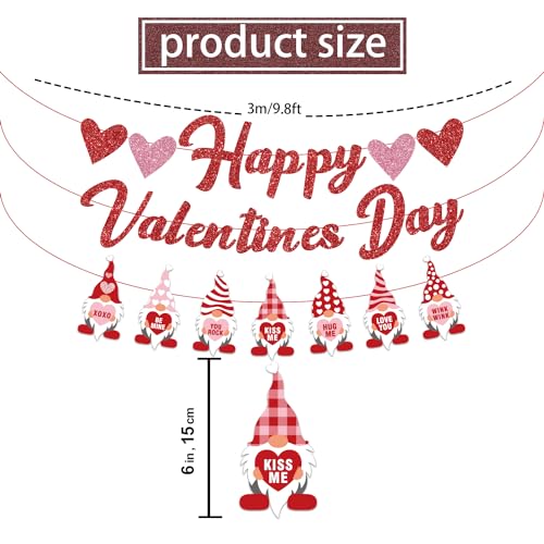 Biswiter Valentines Day Decorations, NO-DIY Party Decorations Includes Glitter Happy Banner, Supplies Hanging Swirls, for ...