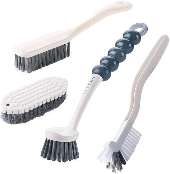 Multi-Purpose Scrub Brush Set - 4 Pack Kitchen Cleaning Brushes with Stiff Bristles for Dishes, Pots, Pans, Sink & Bottles...