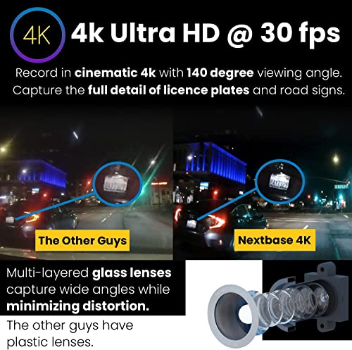 Nextbase 622GW Dash Cam with Rear Window Cam & 64GB Micro SD Card Bundle - True 4K 30fps UHD Recording Dash Cam, Wi-Fi, GP...