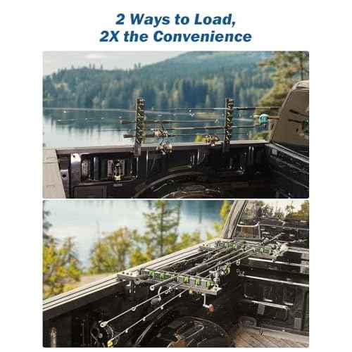 JOYTUTUS Truck Bed Fishing Rod Holder | 6-Rod Capacity | Secure Clamp-On Design | Fits Truck Bed & Boats | Horizontally or Vertically Place