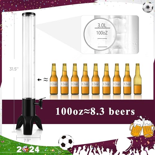 COSYOO Drink Tower, 3L Mimosa Tower Dispenser With Ice Tube and Led Light, Tabletop Beer Dispenser 3.17 Qt./100oz, Ideal f...
