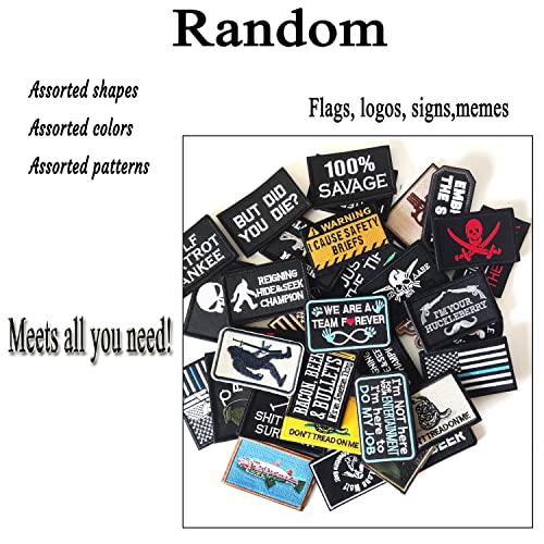 Harsgs 20 Pieces Random Tactical Morale Patch Bundle, Full Embroidery Loop and Hook Patches Set for Caps, Bags, Backpacks,...