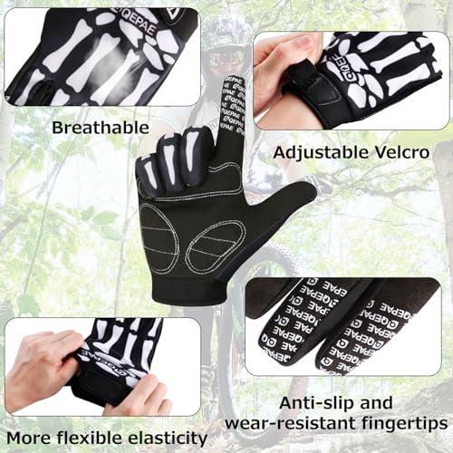 Azarxis Skeleton Gloves Adjustable Lightweight Racing Skull Sports Work Bone Gloves Anti-Slip Breathable for Men & Women M...