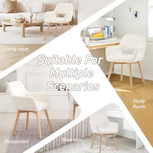 YEEFY Desk Chair No Wheels Vanity Chair Makeup Chair Comfy Accent Chair for Living Dining Room Bedroom Home Office Mid Cen...