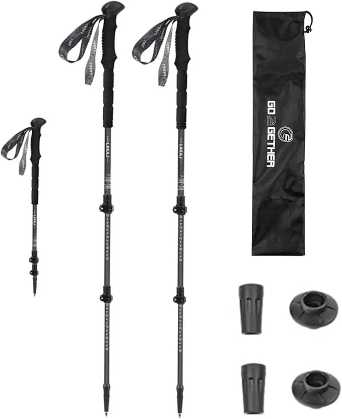 2-in-1 Carbon Fiber Trekking Poles Telescopic Adjustable Hiking Sticks Lightweight Walking Sticks Camera Monopod with 1/4"...