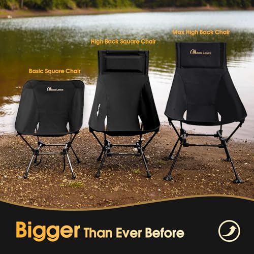 MOON LENCE Oversized High Back Camping Chair for Adults, Height Adjustable Folding Camping Chair with 400 lbs Capacity, Hi...