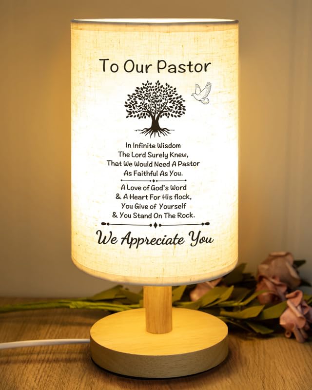 SOUHONEY Pastor Appreciation Gifts - Unique Pastor Gifts for Men for Pastor Day, Christmas, Birthday, Anniversary, Fathers Day, Fabric Bedside Decor Lamp