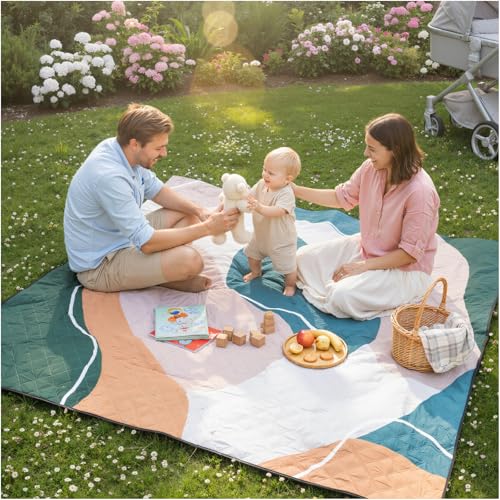 RYCHIC Waterproof Picnic Blanket Outdoor Camping Beach Mat Extra Large Foldable Car Essential Roadtrip Gadget Rv Accessori...