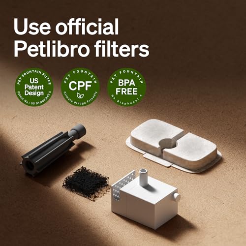 PETLIBRO Cat Water Fountain Filter Replacement, 8 Packs Pet Fountain Filter & Sponges for Dockstream WF106/WF116/WF105/WF1...