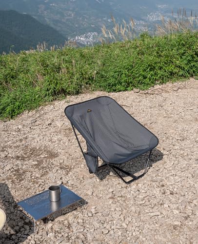 iClimb 1 Low Folding Chair and 1 Anti-Sink Large Feet Chair, Ultralight Compact for Adults Outdoor Camping Backpacking Hiking