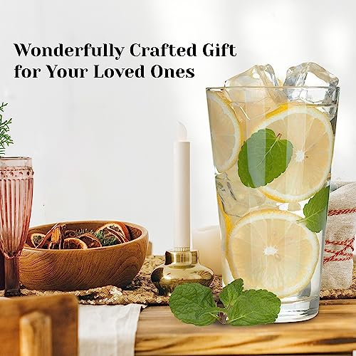 Pint Glasses Set of 6 - 16 oz Drinking Glasses Made for Cold Beverages - 16 oz Mixing Glass & Highball Set of 6 for Homes,...