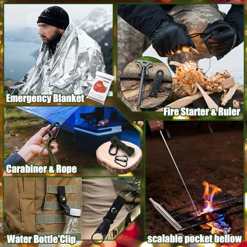 Survival Kit Men Advent Calendar 2025, 24 Days Christmas Countdown Calendar Emergency Survival Gears, 2025 Xmas Camping, F...