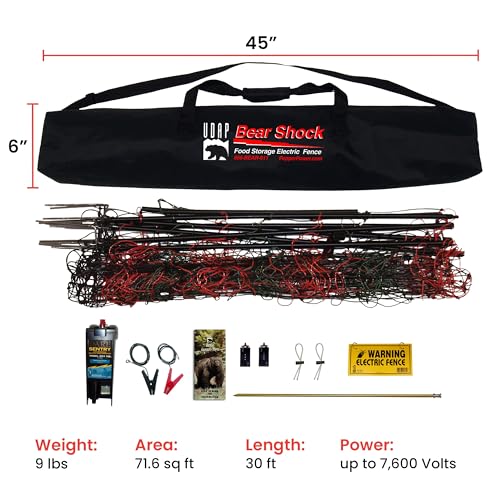 Bear Shock UDAP Food Storage Electric Fence for Camp, Portable Camping Kit, BFF