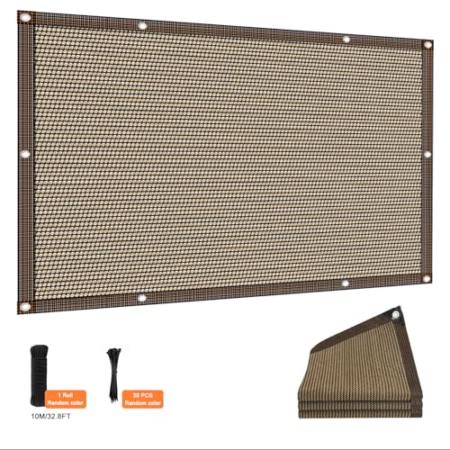 90% Mocha Shade Cloth, Sun Shade Canopy with Grommets for Patio, 8×12FT Shade Cloth for Garden Covers for Shade and Rain, ...