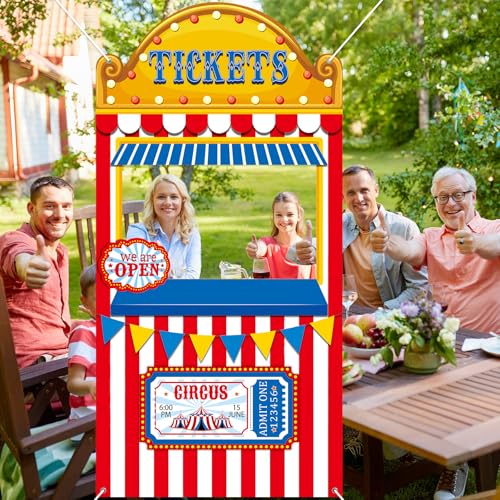 Carnival Circus Party Decorations Carnival Ticket Booth Circus Theme Photo Booth Props Backdrop Fabric Photo Birthday Bann...