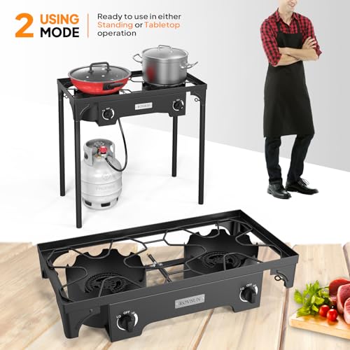 ROVSUN 2 Burner Outdoor Propane Gas Stove 150,000 BTU High Pressure Stand Cooker for Backyard Cooking Camping Home Brewing...