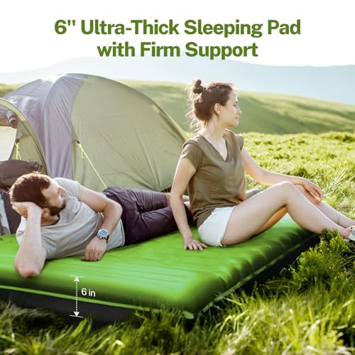OGERY Sleeping Pad for Camping, 6" Extra-Thick Reinforced Camping Sleeping Pad with Pillows & Built-in Foot Pump, Ultralig...