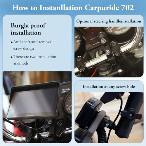 Carpuride W702 for Motorcycle, 7 inch Waterproof Touchscreen, Portable Carplay/Android Auto GPS Navigation for Motorbike, ...