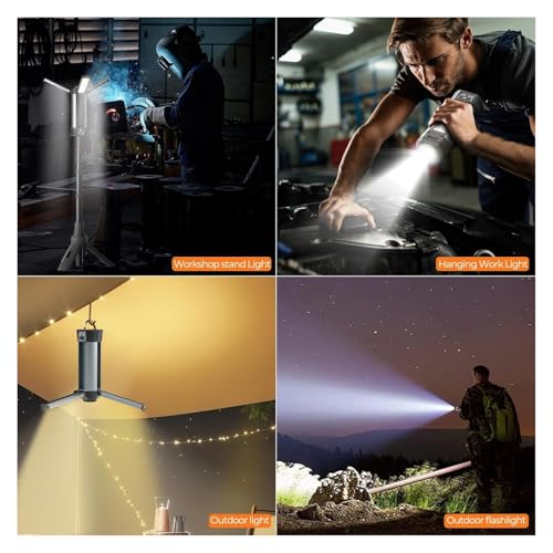 Rechargeable Camping Lights with Tripod,Telescopic & Collapsible Mobile LED Camping Lantern,Built-in Battery Work Light & ...