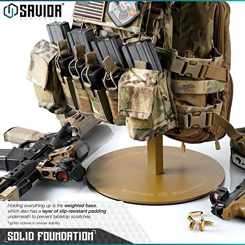Savior Equipment H.P.C Tactical Gear Stand Tabletop Helmet Vest Display Rack, Military Gear Holder Plate Carrier Indoor Ho...