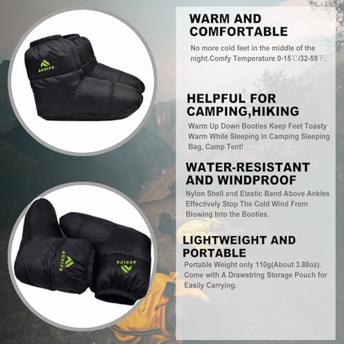 AUDIFU Down Booties Warm Socks Ultralight Sleeping Sock for Camping, Backpacking - Camp Sleeping Bag Tent Down Foot Warmer...