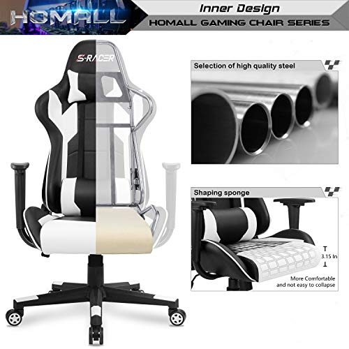 Homall Gaming Chair, Office Chair High Back Computer Chair Leather Desk Chair Racing Executive Ergonomic Adjustable Swivel...