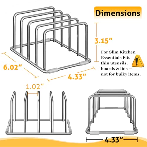 Cutting Board Organizer Stand Holder - 304 Stainless Steel Chopping Board Rack, Pot Pan Lid Holder, Kitchen Shelf for Bake...