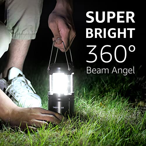 Lepro LED Camping Lanterns Battery Powered, Collapsible, IPX4 Water Resistant, Outdoor Portable Lights for Emergency, Hurr...