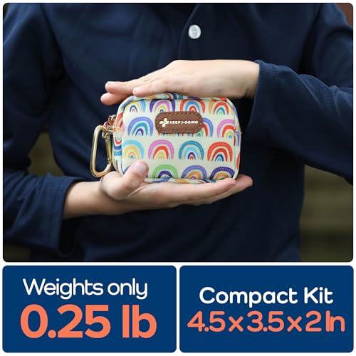 KeepGoing Small Travel First Aid Kit Kids – 60 Pc. Mini First Aid Kit for Purse, Diaper Bag, & Backpack with Latex-Free Ba...