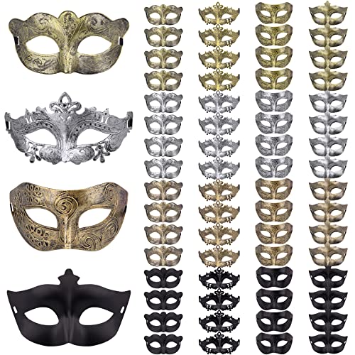 FEQO 64 Pieces Masquerade Masks Vintage Antique Mask Venetian Mask for Women Men