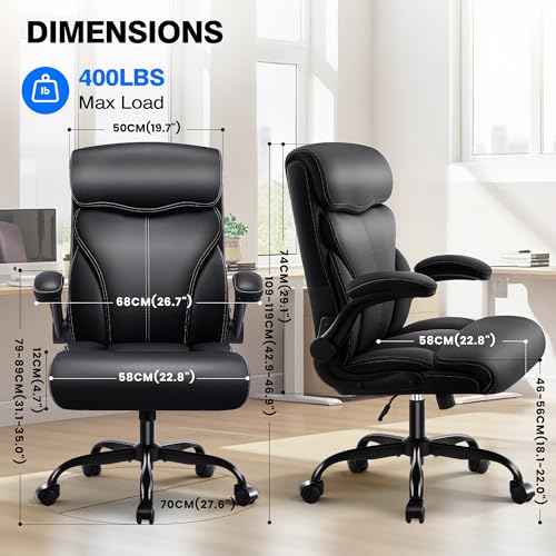 AreShark Office Chair - Executive High Back Breathable Comfy Desk Chair with Lumbar Support - Ergonomic Leather Rolling Sw...