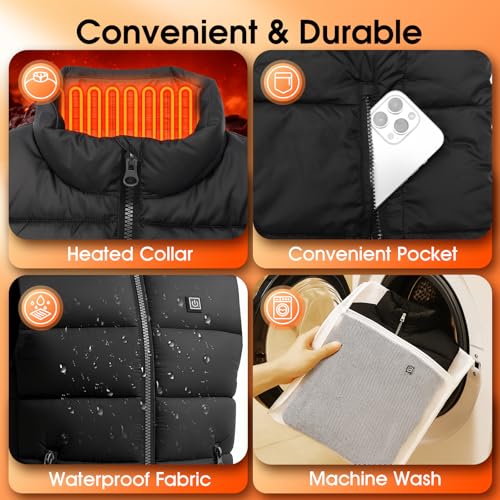 qsvgms Heated Vest for Men, Heated Jacket with 7.4V 16000mAh Battery Pack, Lightweight Rechargeable Heated Vest for Hunt C...