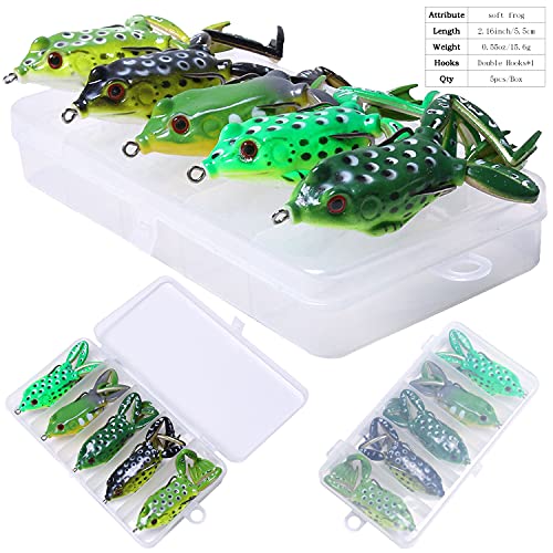 LURESMEOW Frog Lure, Topwater Fishing Lures, Frog Lures for Bass Fishing, Top Water Frog Soft Swimbaits with Weedless Fish...